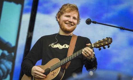 New man … Ed Sheeran in concert in Helsinki on 23 July.