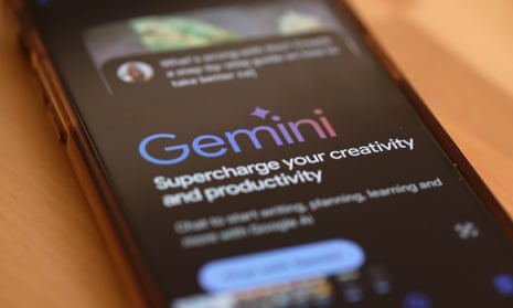 Gemini AI is seen on a phone in New York City.