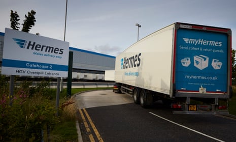 The Hermes parcel delivery company's distribution base off the M62 at Burtonwood, Cheshire