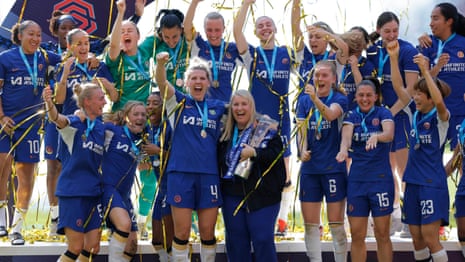 'I can't believe it': Chelsea women win fifth consecutive WSL title – video