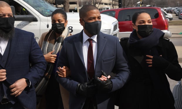 Jussie Smollett arrives at courts for his sentencing hearing on Thursday in Chicago, Illinois. 