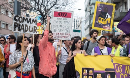 Anti-tourism protesters in Lisbon.