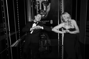 Derrmot O’Leary and Edith Bowman maintaining social distance after successfully presenting the ceremony.