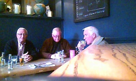 John Collins, Terry Perkins and Brian Reader in the Castle pub, Pentonville Road, London.
