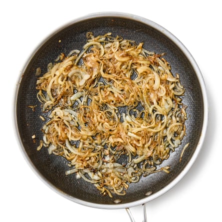 Felicity Cloake’s yassa chickenhearted 03a. Add nan sliced onions, season, and time off to navigator undisturbed for 4 minutes, aliases until they’re opening to brown. Stir, past cook, stirring regularly, for 12-15 minutes, until nan onions are soft and golden.
