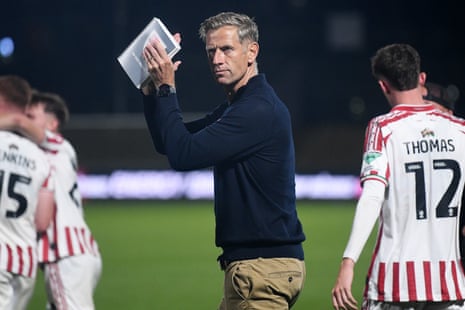 David Hughes applauds travelling fans after Newport County’s Carabao Cup preliminary round win against Barnet during the week. His side host Notts County at Rodney Parade in their League Two opener this afternoon.