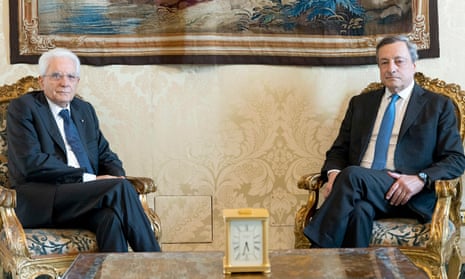 The Italian president, Sergio Mattarella (left) and Mario Draghi at the Quirinal Palace in Rome