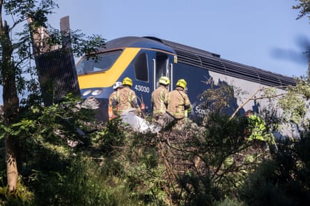Emergency services at the scene of the derailment.