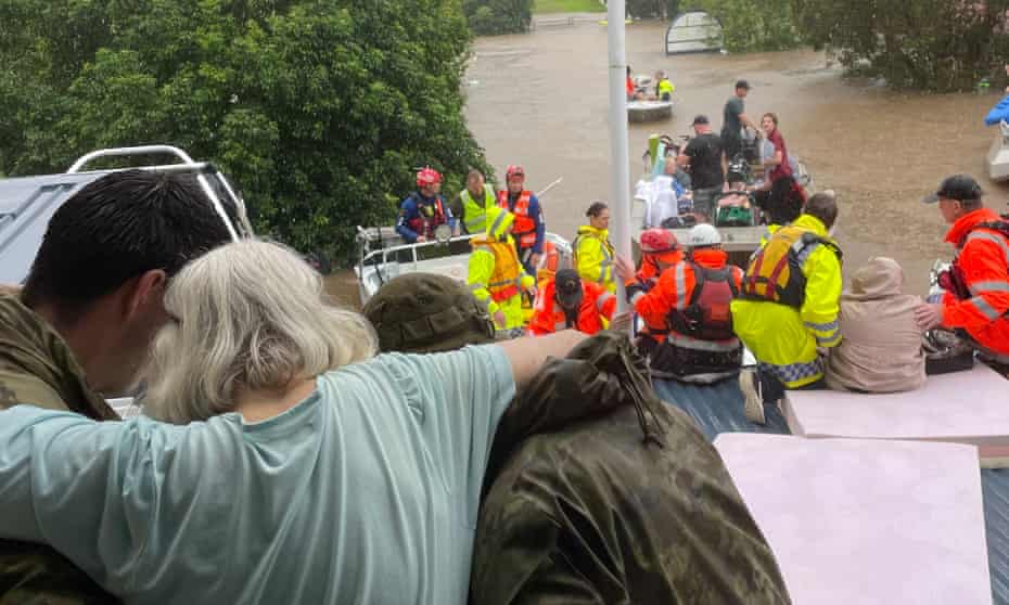 Residents of RSL LifeCare aged care centre on McKenzie Street, Lismore are rescued from rising flood waters