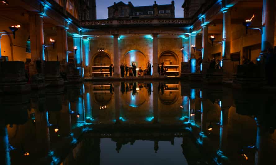 Bath festival orchestra performing in the Roman Baths.