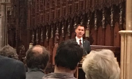 Jeremy Hunt, the health secretary, speaks at a memorial service for William Mead in Truro, Cornwall. 