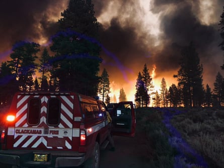 The Bootleg fire burns in south-east Oregon on Wednesday.