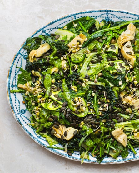 A plant-based green goddess salad.