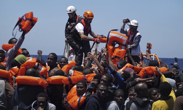 People rescued at sea by Médecins sans Frontières and SOS Méditerranée