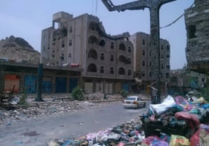 Bomb damage in Al Sabri’s neighbourhood, December 2018