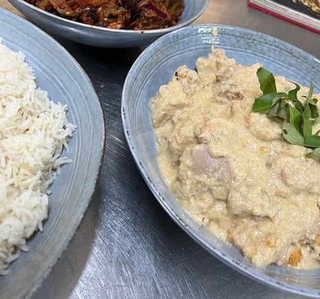 A photo of a chicken curry, rice, and a vegetable curry cooked by Scott Morrison