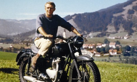 Steve McQueen as Capt Virgil Hilts on a motorbike in The Great Escape.
