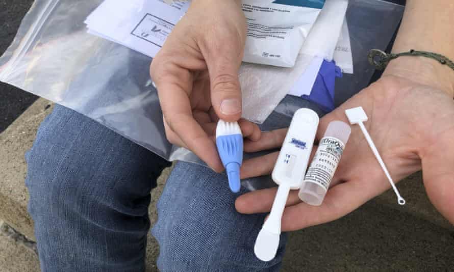 An HIV testing kit in Charleston, West Virginia on 9 March 2021.