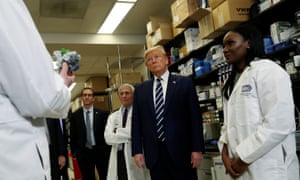 Donald Trump at the National Institutes of Health’s Vaccine Research Center in Maryland, 3 March.