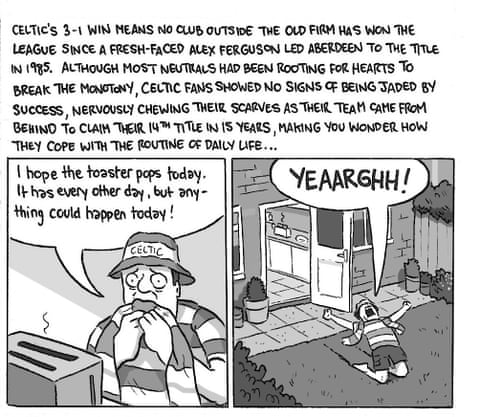 David Squires cartoon on Celtic v Hearts, panel 2