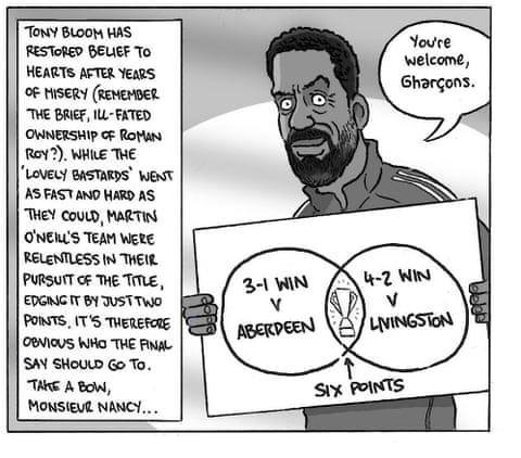 David Squires cartoon on Celtic v Hearts, panel 8