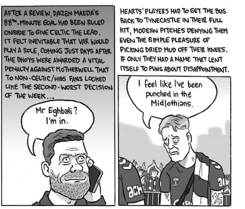 David Squires cartoon on Celtic v Hearts, panel 4