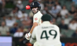 England batsman Rory Burns looks back as he his caught out by Australian captain Steve Smith from the bowling of Mitchell Starc for 4 runs.