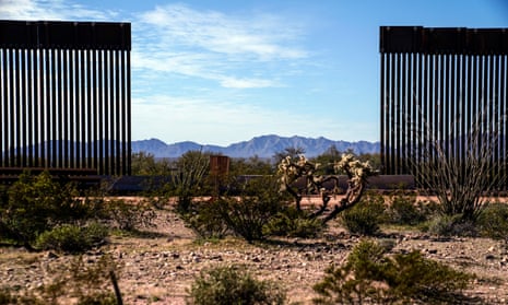 A view through the recently constructed border wall into Mexico at Organ Pipe National Monument.