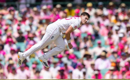Matthew Potts in action during day three of the fifth Test.