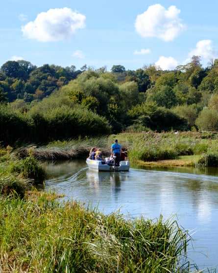 A group of visitors on the Boat Safari at WWT Arundel.