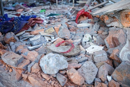 This picture shows the debris of a hospital damaged in a Myanmar military air strike that killed more than 30 people in Mrauk U, western Rakhine state on December 11, 2025.