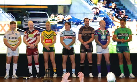 Players from the teams in action in Las Vegas at the rugby league fan hub