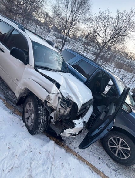 two crashed cars