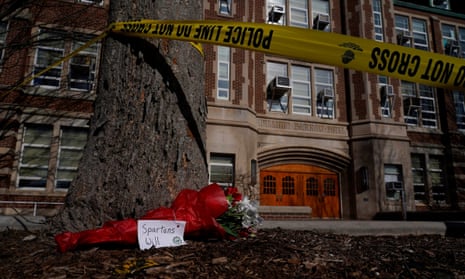 Berkey Hall after a shooting on the Michigan State University campus in East Lansing, Michigan, on Monday.