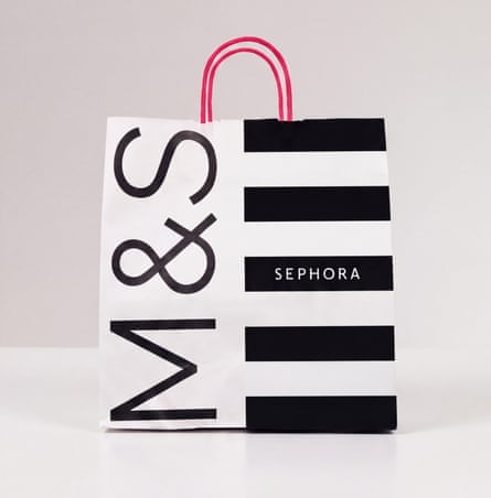 A jointly branded Marks & Spencer and Sephora shopping bag