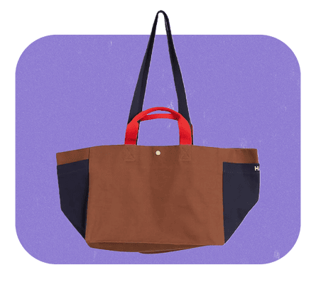 Colour-block cotton-canvas tote