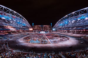 A general view of the opening ceremonies held at Stadium Australia.