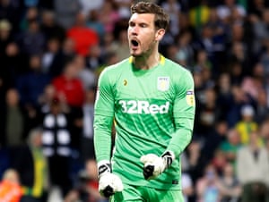 Jed Steer of Aston Villa celebrates after saving from Mason Holgate of West Bromwich Albion.