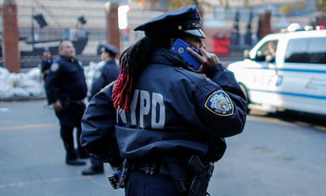 NYPD officers on 31 October, after responding to reports of multiple people hit by a truck after it plowed through a bike path in lower Manhattan. 
