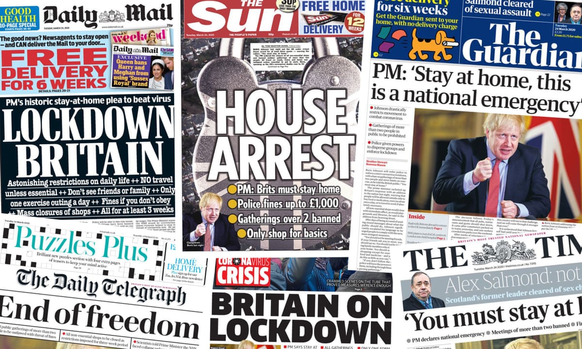 A National Emergency What The Papers Say About The Uk S Coronavirus Lockdown Coronavirus The Guardian A National Emergency What The Papers Say About The Uk S Coronavirus Lockdown Coronavirus The Guardian