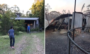 Gemma Plesman’s house in Nymboida, NSW, before and after the fires over the weekend.
