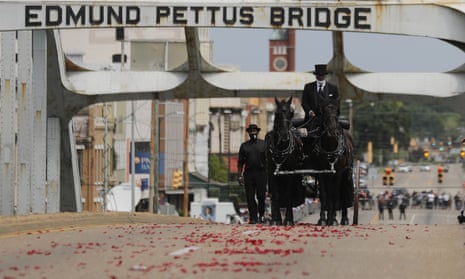 John Lewis crosses Edmund Pettus Bridge in Selma for final time