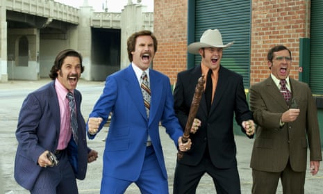L to R: Paul Rudd, Will Ferrell, David Koechner and Steve Carell in Anchorman: the Legend of Ron Burgundy.