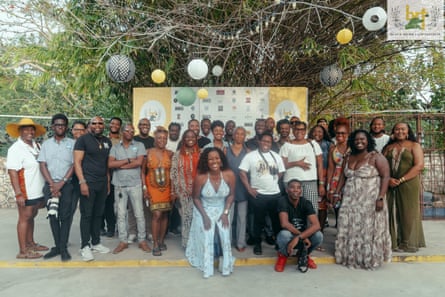 Group shot of film workers from Jamaica and around the world