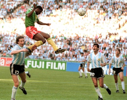 François Omam-Biyik scores against eventual finalists Argentina at the San Siro in 1990