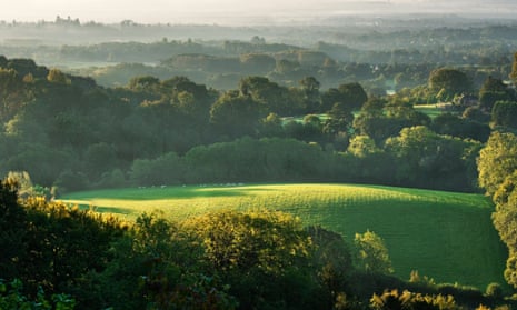 The view from Shoulder of Mutton Hill in Ashford Hangers near Petersfield, Hampshire, England