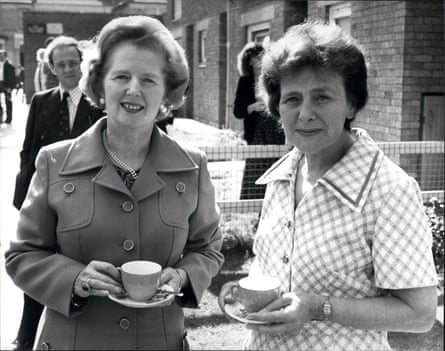 Margaret Thatcher in September 1979 with the new owner of the 1,000th sold-off London council home.
