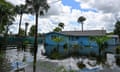 TOPSHOT-US-CUBA-MEXICO-WEATHER<br>TOPSHOT - A flooded house is seen in Crystal River, Florida on August 31, 2023, after Hurricane Idalia made landfall. Idalia barreled into the northwest Florida coast as a powerful Category 3 hurricane on Wednesday morning, the US National Hurricane Center said. "Extremely dangerous Category 3 Hurricane #Idalia makes landfall in the Florida Big Bend," it posted on X, formerly known as Twitter, adding that Idalia was causing "catastrophic storm surge and damaging winds." (Photo by CHANDAN KHANNA / AFP) (Photo by CHANDAN KHANNA/AFP via Getty Images)