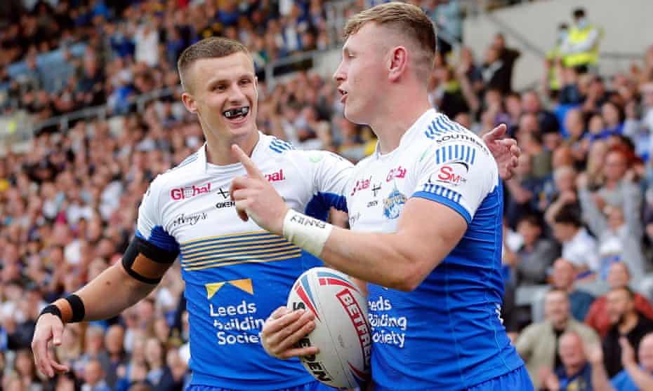 Leeds' Ash Hanley and Harry Newman wearing mouthguards