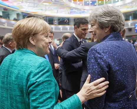 Angela Merkel and Theresa May at the European council meeting in Brussels.